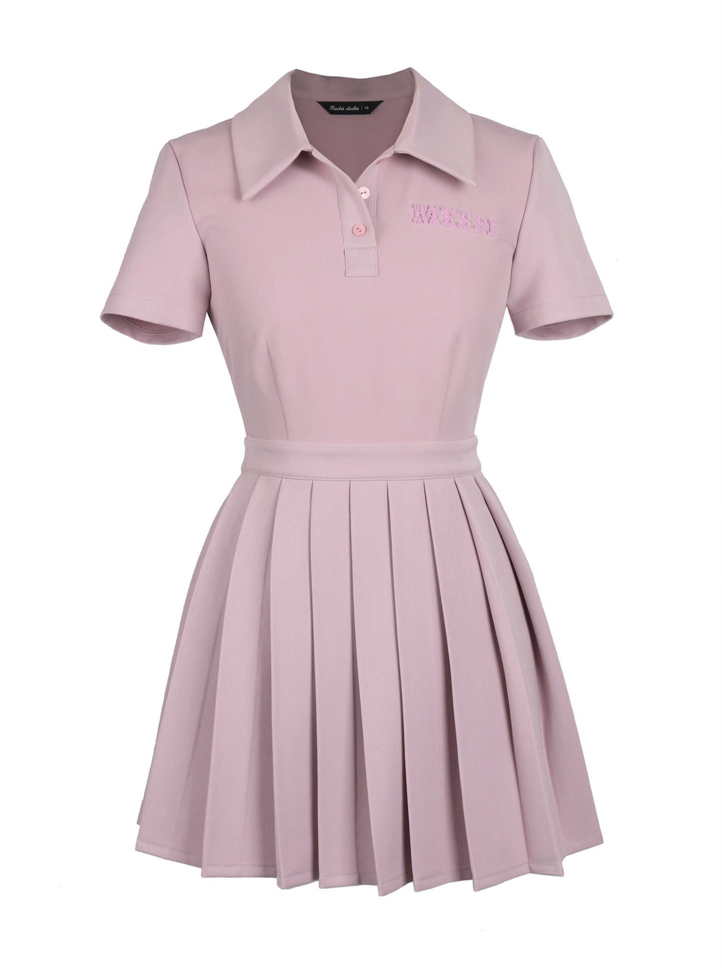 Polo Color Pleated Switch One Piece Tennis Girl