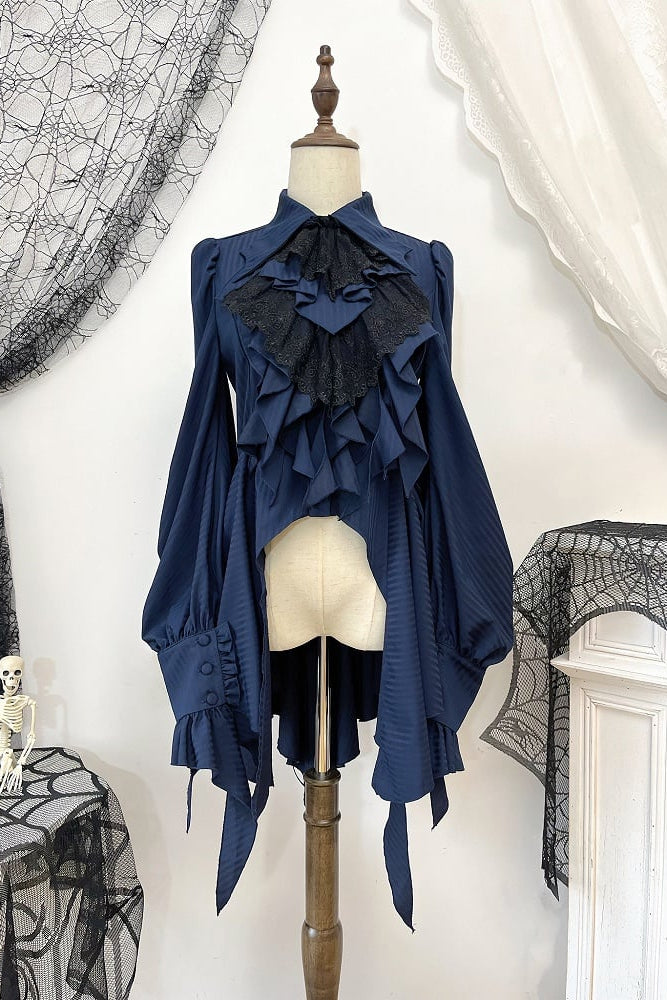 【12月29日予約締切】ダークゴシックコウモリカラーエレガントロングテールシャツ