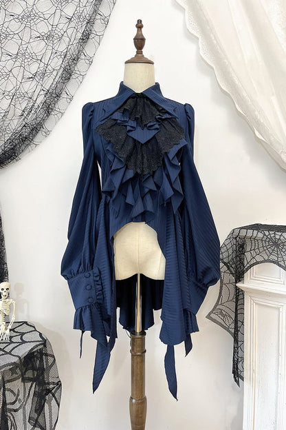 【12月29日予約締切】ダークゴシックコウモリカラーエレガントロングテールシャツ