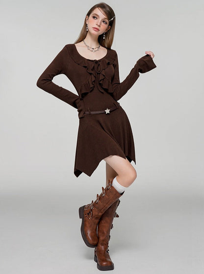 Pure Dzire High End Ruffle Ruffle Knit Dress