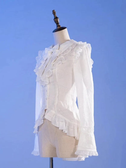 Spider Web Gothic Lace Ribbon Shirt