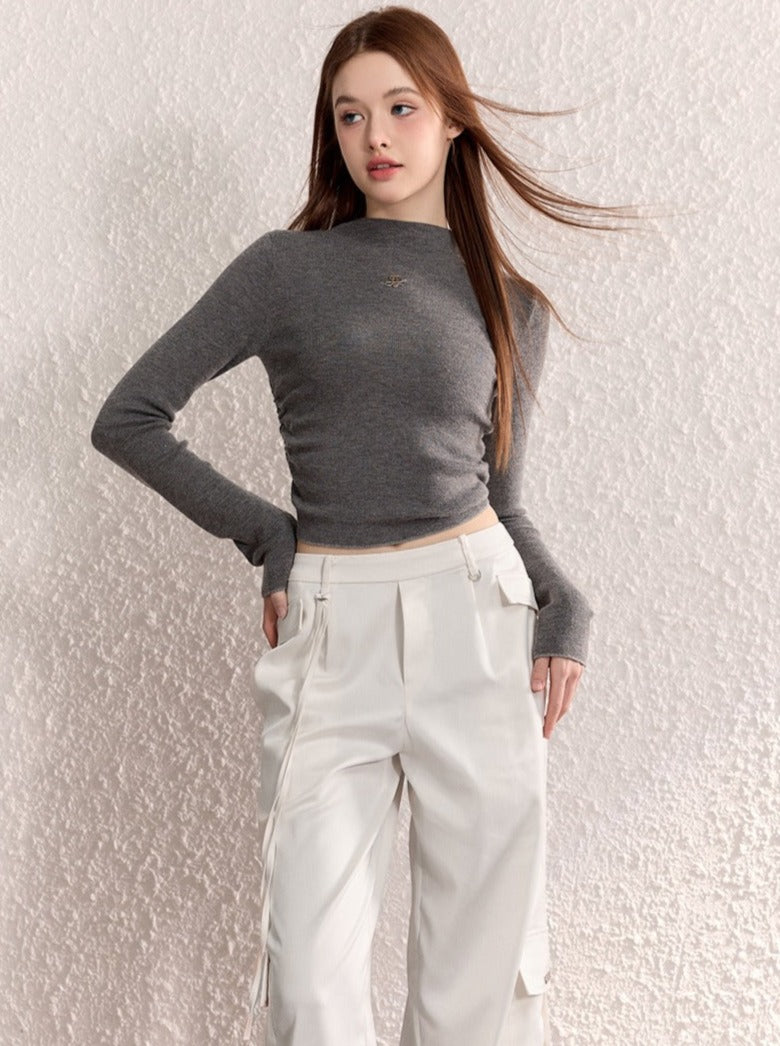 One Point Logo Half Turtleneck Knit Sweater Botoming Tops