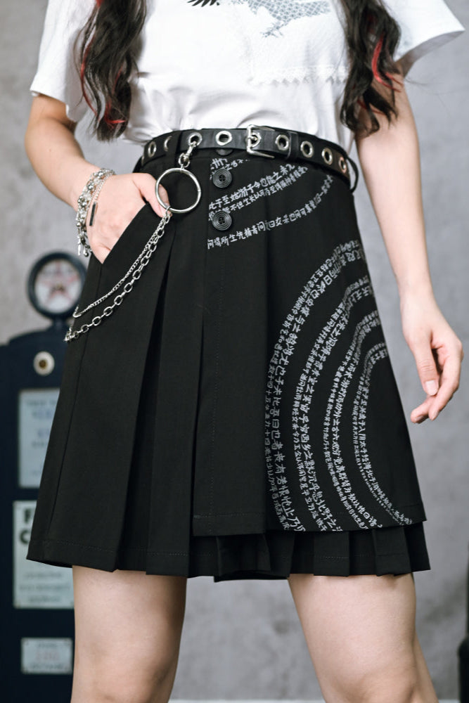 Pleated skirt with asymmetrical design