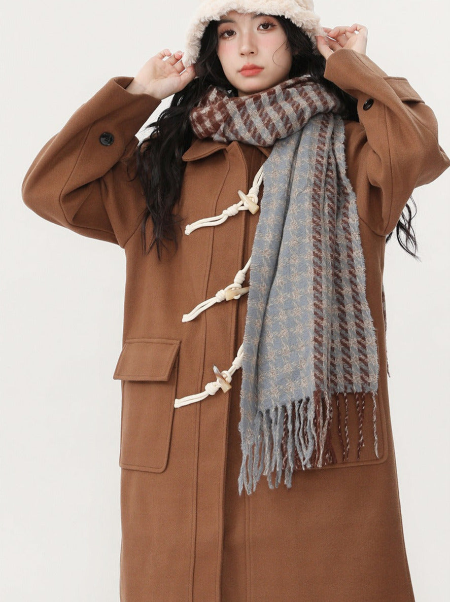 Strap retro high-end mid-length wool coat