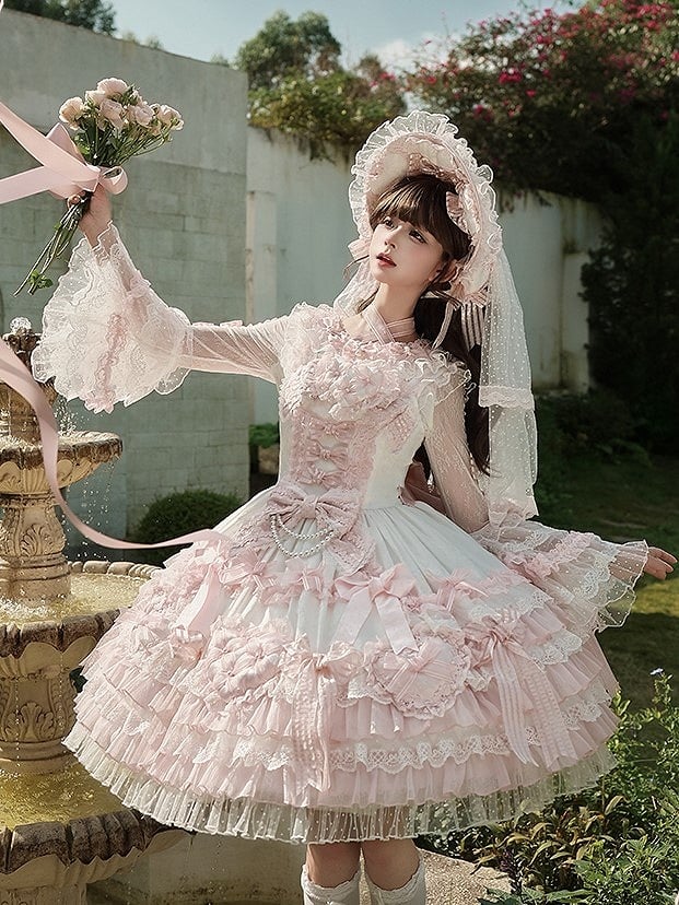 【12月26日予約締切】ピュアスイートローズファンタジークロスリボンレースベルスリーブシャツ