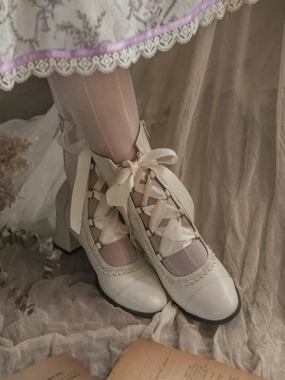 【12月26日予約締切】エレガントアンティークロリータレースアップブーツ
