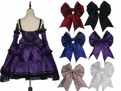 [Date limite de réservation 8 janvier] Set Complet avec Accessoires de Robe Bustier Jacquard Gothic Sombre à Longue Traîne