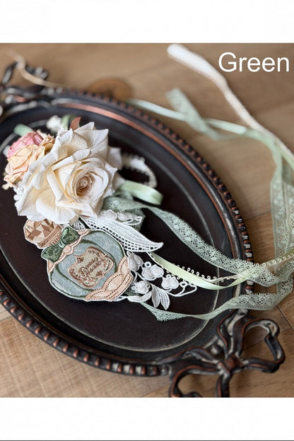 [Pre-order Deadline: July 31] Romantic Sweet Lolita Series Accessories (Flower-Embroidered Waist Ribbon, Corsage with Parfum Emblem, Hair Clip) [Exclusive Sale for Dress Purchasers]