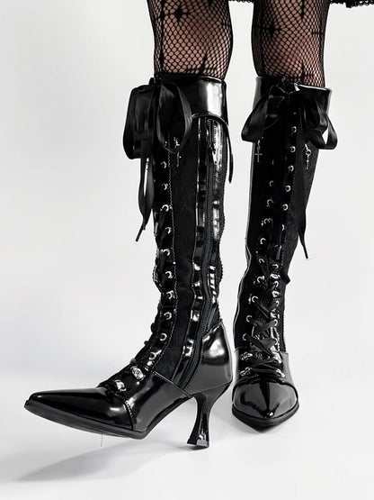 【12月19日予約締切】ポインテッドトゥゴシックロリータロングブーツ＋ブラックレーススペシャルバージョン
