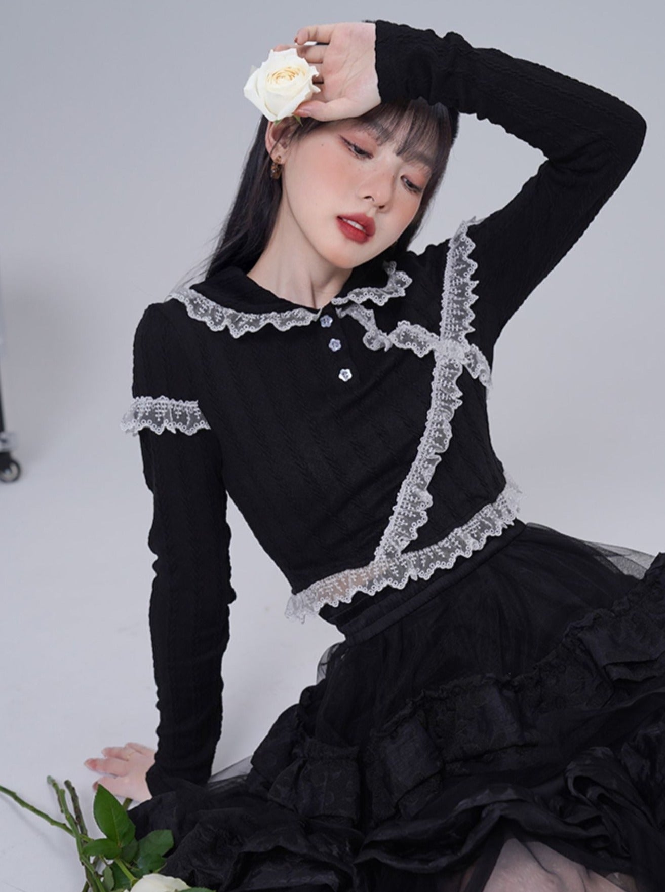 Doll Collar Lace French Top