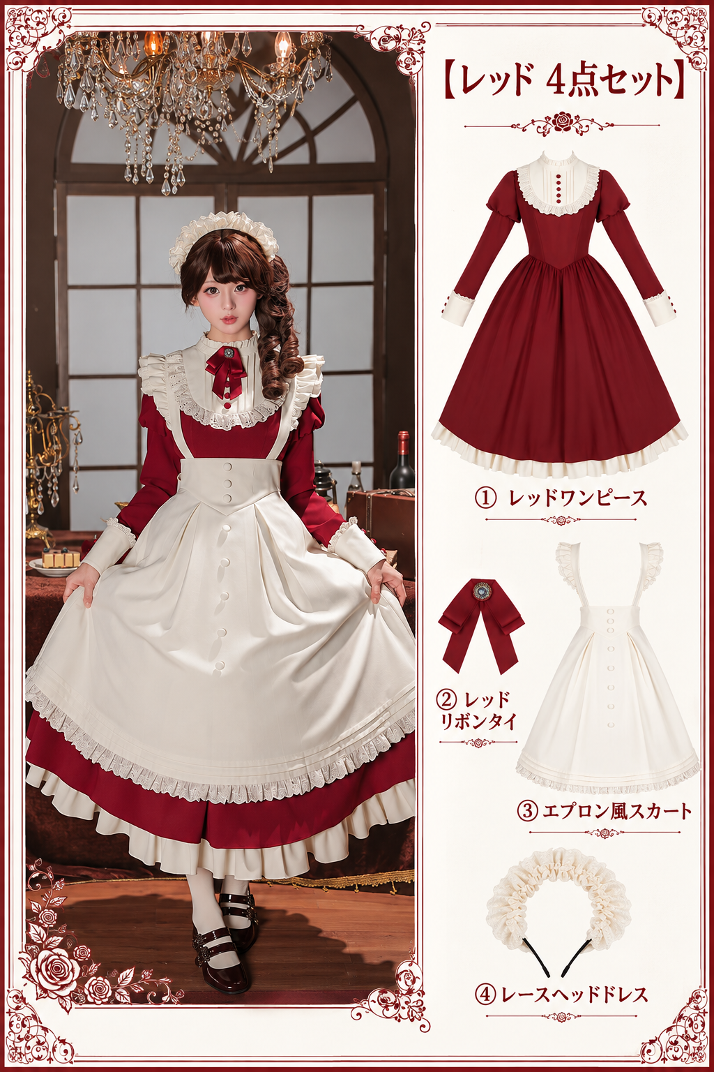 Robe tablier de soubrette à col montant