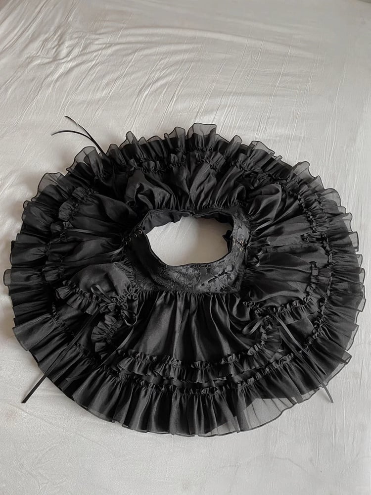 【1月29日予約締切】ゴシックレースアップコルセットビスチェトップス＋ドロストフリルスカート＋バタフライストラップ