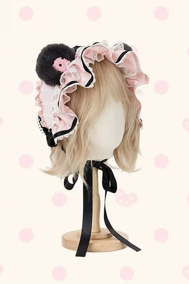 [Reservierungsschluss am 1025] Pink/Grüne Chinoiserie-Lolita-Sweet-Panda-Serie Accessoires (Teetassen-inspirierter Minihut, Pandaohren-Haube, Pandaohren-KC, Pandaohren-Barett, Haarclip, Halskette, Handtasche, Quastenbrosche, Socken)