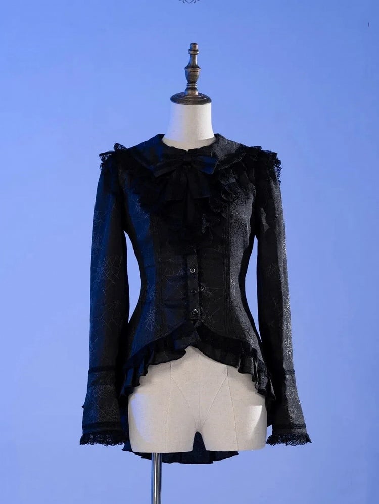Spider Web Gothic Lace Ribbon Shirt