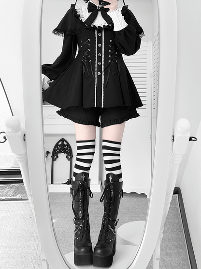 【1月20日予約締切】リボンフリルカラーケープレースアップドレスセットアップ