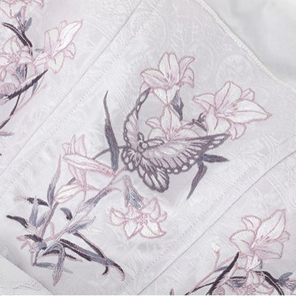 【9月8日予約締切】Black x Purple / White x Purple Lily Embroidery Stained Glass China Lolita Elegant Bow JKS Dress