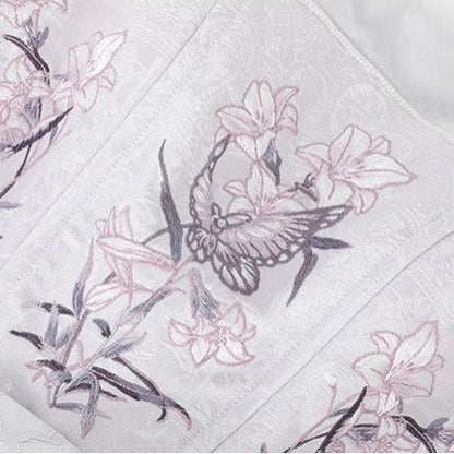 【9月8日予約締切】Black x Purple / White x Purple Lily Embroidery Stained Glass China Lolita Elegant Bow JKS Dress