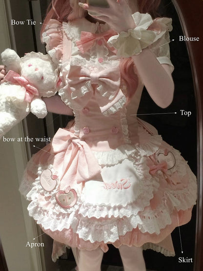 [3월 31일 예약마감] 스위트 애플 메이드 드레스 셋업 + 백 리본 트레인 + 헤어밴드