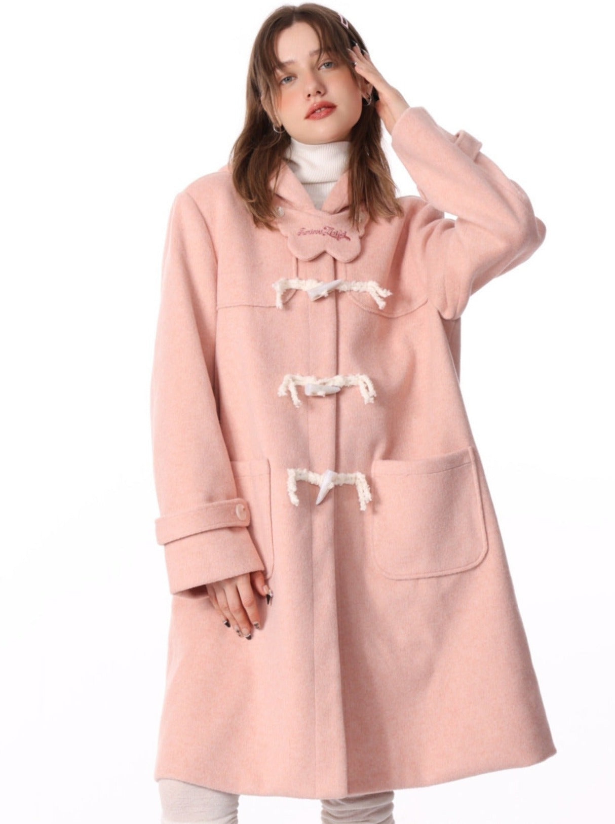 Mid-length Hooded Wool Coat