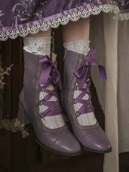 【12月26日予約締切】エレガントアンティークロリータレースアップブーツ