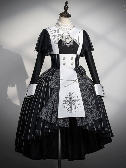 【2月26日予約締切】ゴシックエンブロイダリーストライプ懐中時計シスタードレスフルセット＋ヘッドドレス