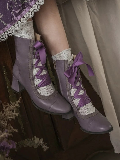 【12月26日予約締切】エレガントアンティークロリータレースアップブーツ