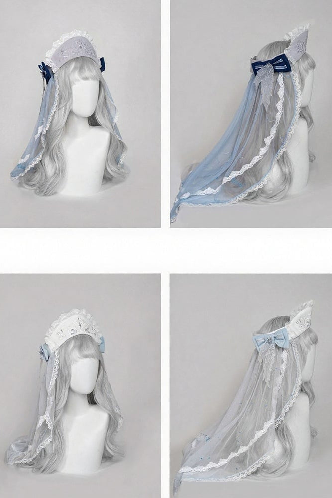 [Pre-order Deadline: September 23] Light Blue/Dark Blue Celestial Star Series Accessories (Ribbon Veil Hat, Ribbon Headband Kc, Wrist Cuffs, Choker)