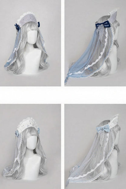 [Pre-order Deadline: September 23] Light Blue/Dark Blue Celestial Star Series Accessories (Ribbon Veil Hat, Ribbon Headband Kc, Wrist Cuffs, Choker)