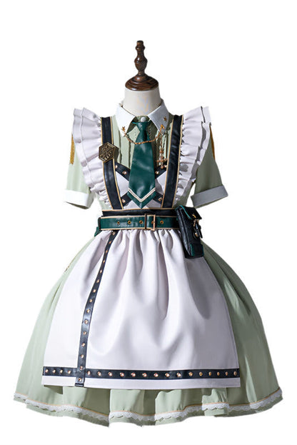 Schwarz-grünes Militär-Maid-Lolita-Kleid Komplettset