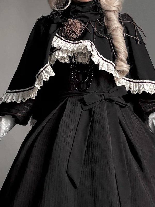 【12月23日予約締切】トワイライトレインロマンティックローズハイネックカラー付きフリルケープ