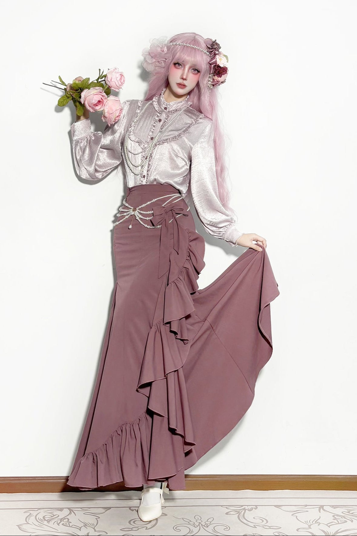 【12月23日予約締切】トワイライトレインロマンティックフリルマーメイドスカート