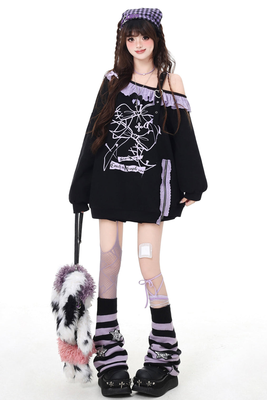 クールパープルフリル地雷オーバートップス – Belchic
