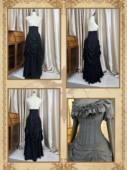 【1月3日予約締切】Return of the Witchesダークゴシックローズラッフルトップス＋プルアップコルセットスカート