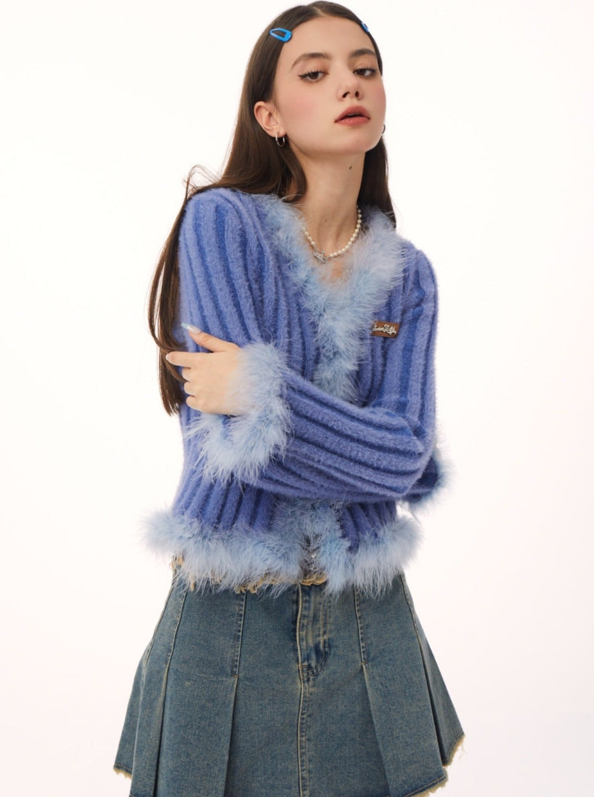 American Retro Fur Knit Cardigan