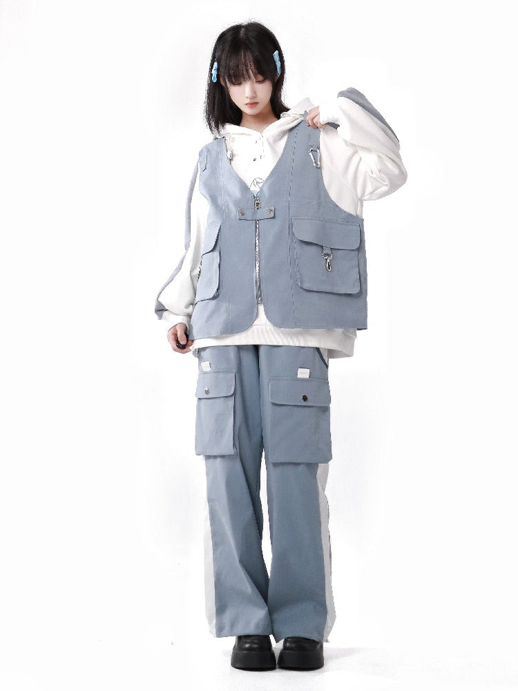 Limited Cherry Velvet Hoodie Blue Vest Pants Design Suit