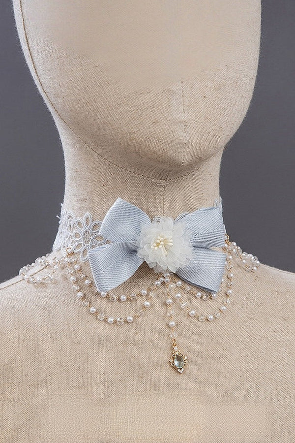 【9月10日予約締切】Rococo Fantasy Princess Lolita Series Accessories[ Feather Hat・Choker・Back Ribbon Train・Lace Gloves]