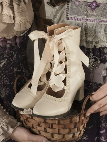 【12月26日予約締切】エレガントアンティークロリータレースアップブーツ