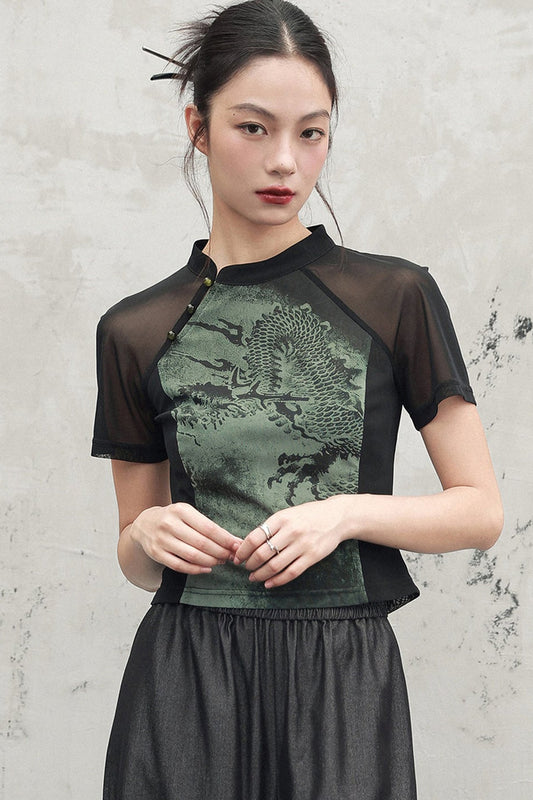 ブラックドラゴンチャイナTシャツ