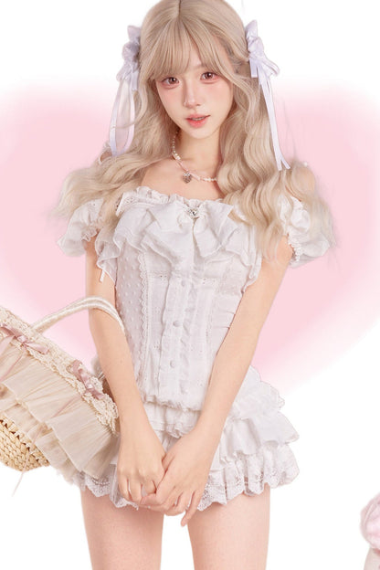 Princess Ribbon Top + White Tiered Skirt