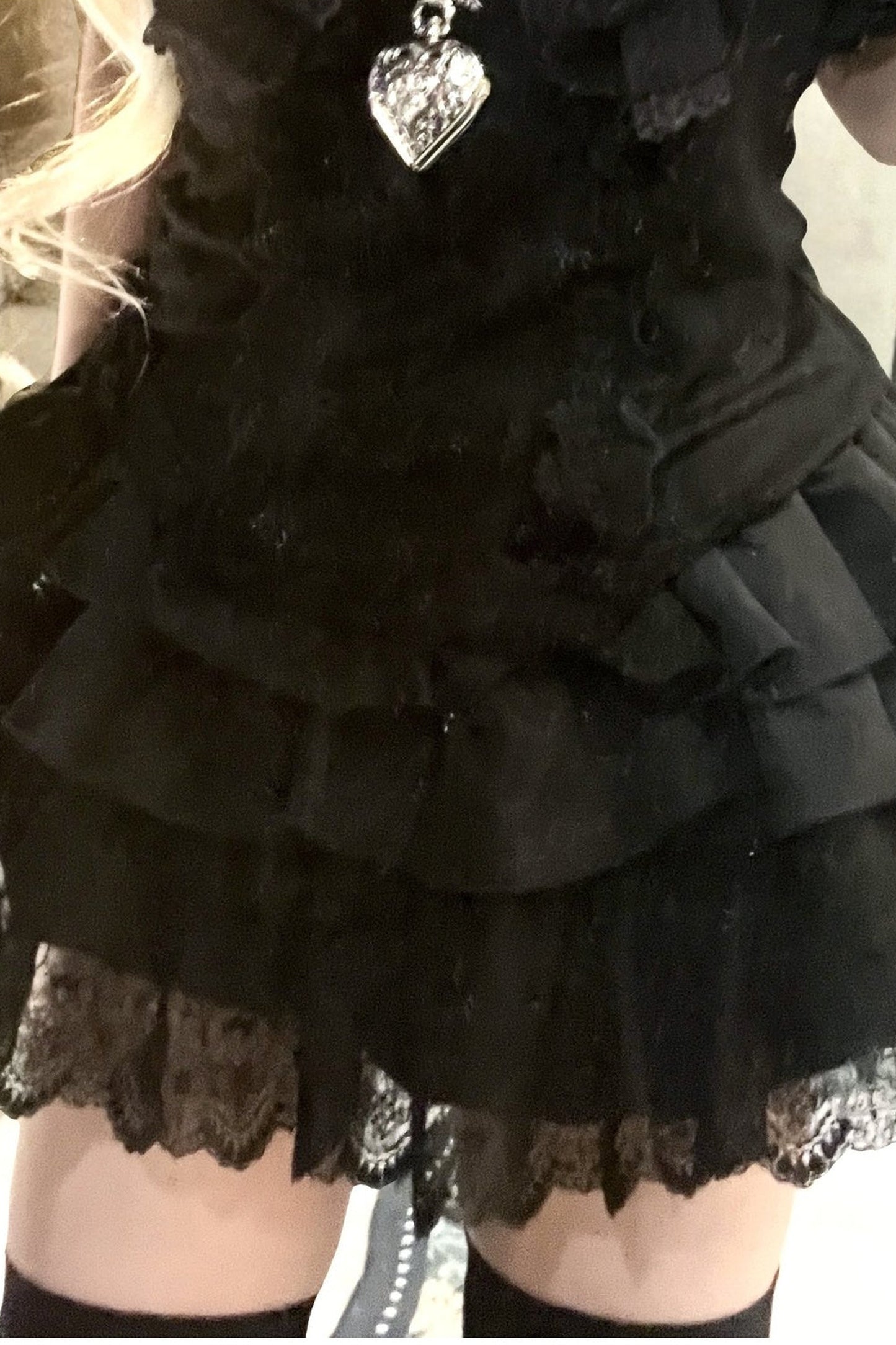 Gothic Black Lace Camisole and Skirt Set