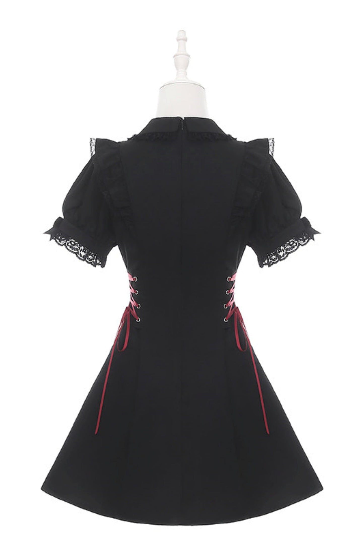 Black Red Lace Side Tie Dress