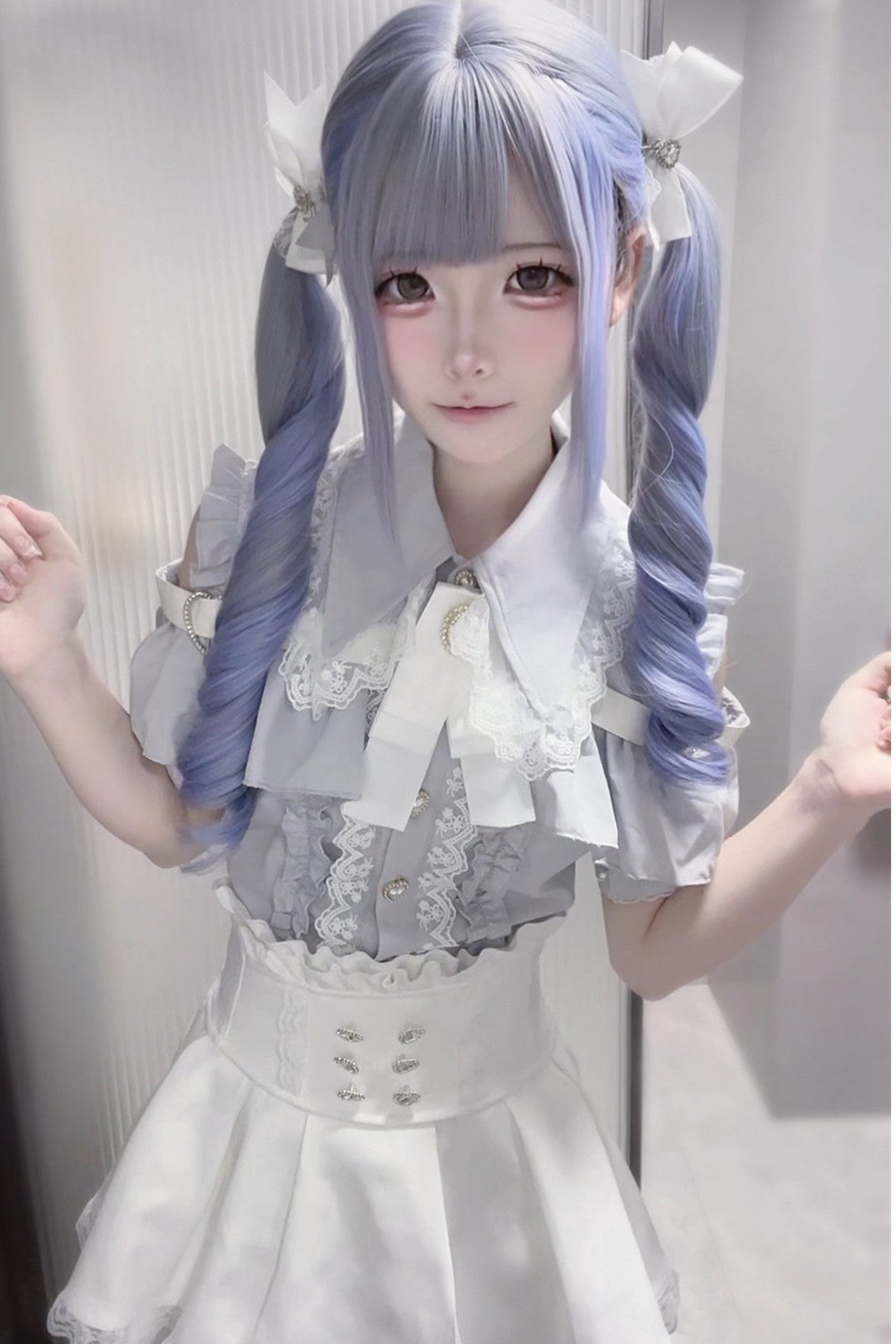Cherry Short-Sleeve Shirt and Skirt Set-Up