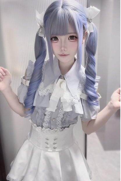Cherry Short-Sleeve Shirt and Skirt Set-Up