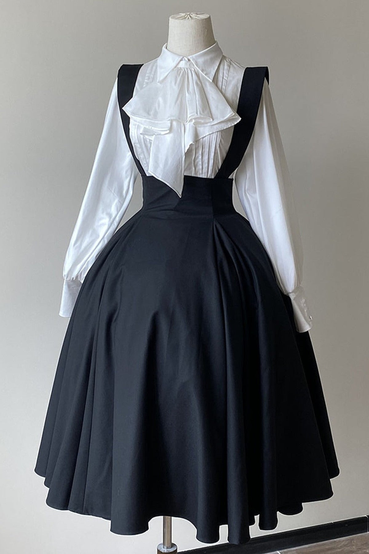 Black Iris Ruffle Suspender Half Skirt