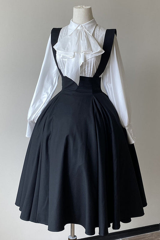 Black Iris Ruffle Suspender Half Skirt