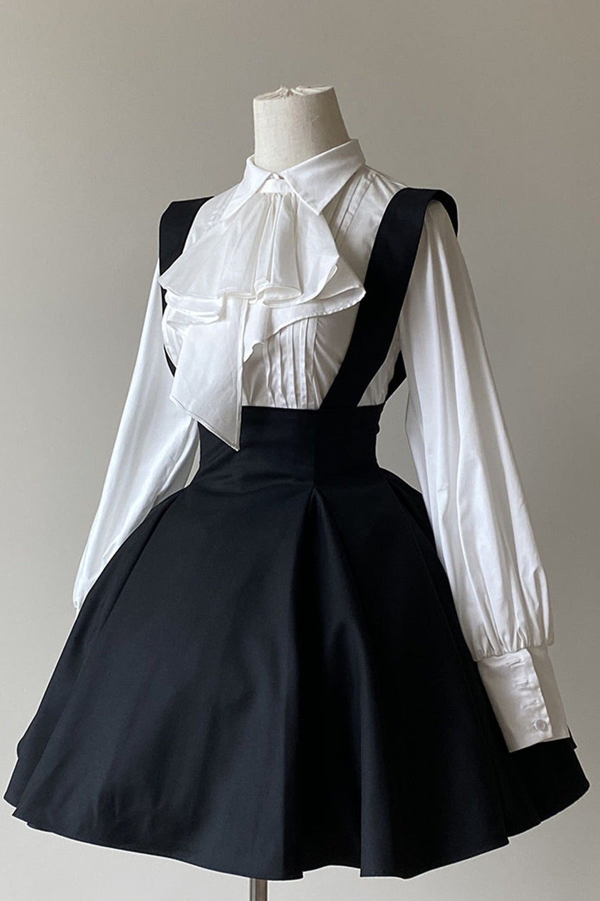 Black Iris Ruffle Suspender Half Skirt