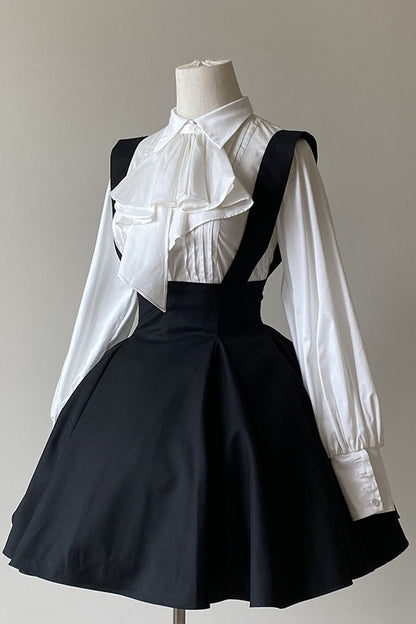 Black Iris Ruffle Suspender Half Skirt