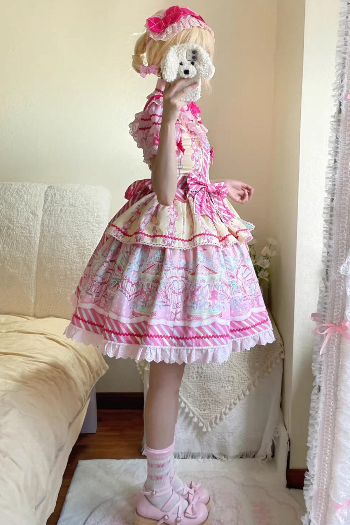 Amusement Park Jsk Suspender Dress and Shirt Set-Up