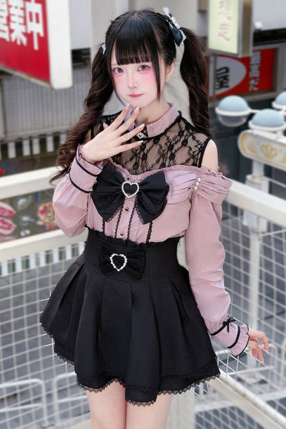 Japanese Lace Tencel Shirt And Skirt Set