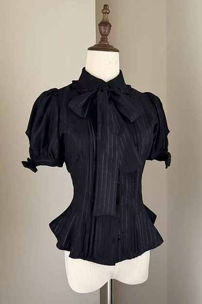 Bow Short Sleeve Blouse